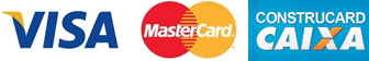 Aceitamos Visa, Mastercard e Caixa Construcard